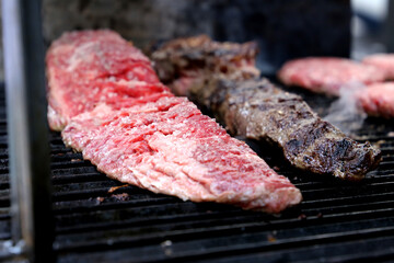 Traditional Brazilian meat for barbecue. Grilled steaks 