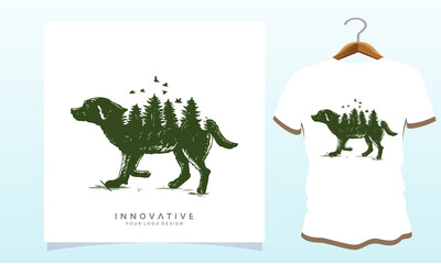 forest dog t-shirt vector design.