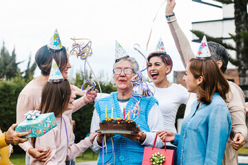 latin grandmother and women Family Celebrating a happy Birthday in Mexico