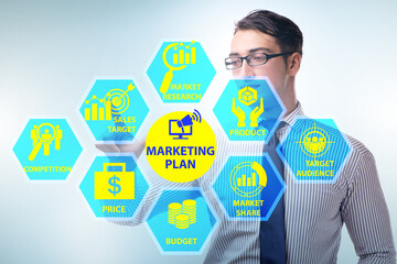 Marketing plan concept illustration with businessman