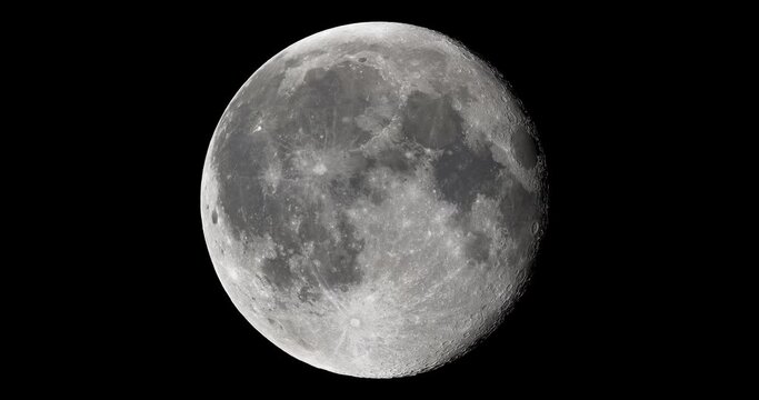 High resolution time lapse video showing the phases of the moon from full moon to new moon.
