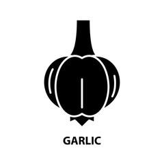 garlic symbol icon, black vector sign with editable strokes, concept illustration