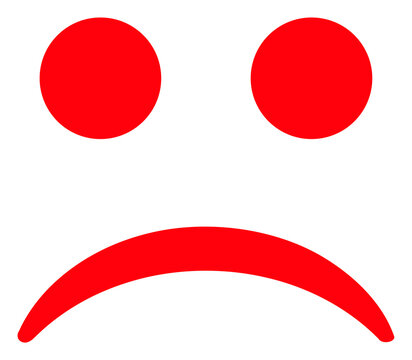 Sad smiley icon with flat style. Isolated vector sad smiley icon image on a white background.