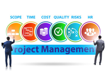 Concept of project management with businessman