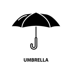 umbrella icon, black vector sign with editable strokes, concept illustration