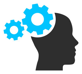 Mind gears icon with flat style. Isolated vector mind gears icon image on a white background.