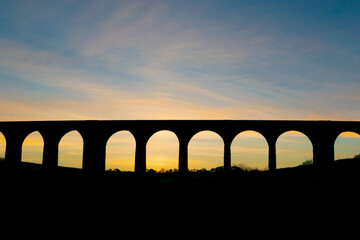 viaduct at sunset