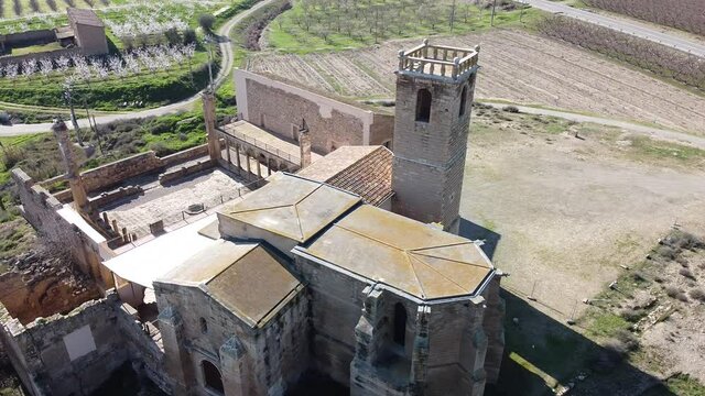 Aerial view of the monastery of Our Lady of Angels. Catalonia. Spain