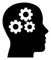 Brain gears icon with flat style. Isolated vector brain gears icon image on a white background.