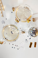 Two glasses of champagne in a coupe glasses