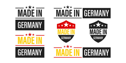 Made in Germany. Set of logos and labels " Made in Garmany" in flat style .Vector illustration. Isolated on white background