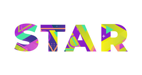 Star Concept Retro Colorful Word Art Illustration
