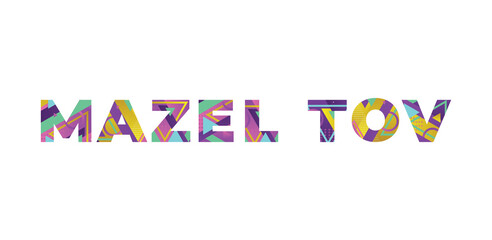 Mazel Tov Concept Retro Colorful Word Art Illustration