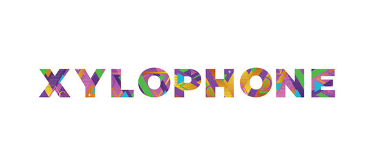 Xylophone Concept Retro Colorful Word Art Illustration