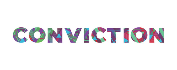 Conviction Concept Retro Colorful Word Art Illustration
