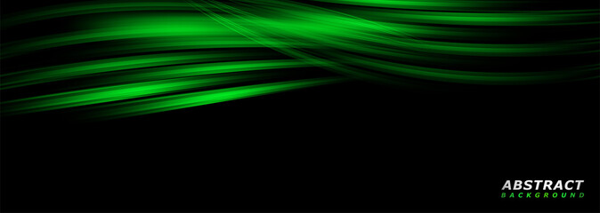 Abstract Dark Black Combine with Colorful Green Lines Waves Design. Usable for Background, Wallpaper, Banner, Poster, Brochure, Card, Web, Presentation. Vector Illustration Design Template.