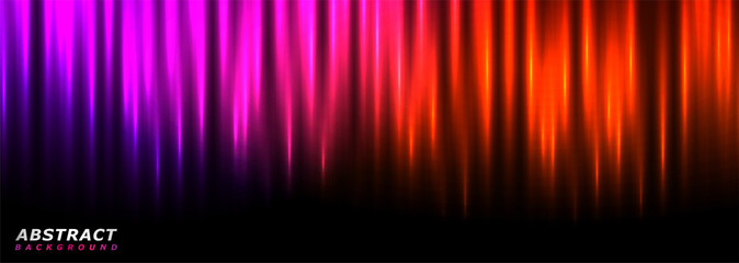 Abstract Dark Black with Colorful Orange and Purple Light Effect Design. Usable for Background, Wallpaper, Banner, Poster, Brochure, Card, Web, Presentation. Vector Illustration Design Template.
