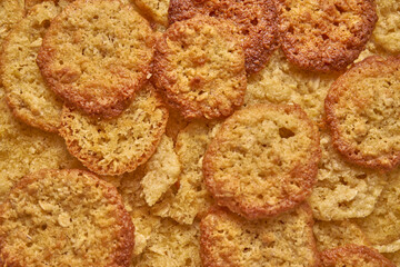Homemade Cookies Golden Brown And Just Out Of The Oven Close Up View