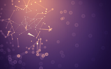 Fototapeta premium Abstract background. Molecules technology with polygonal shapes, connecting dots and lines. Connection structure. Big data visualization.
