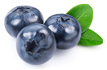 Fresh organic blueberry with leaves