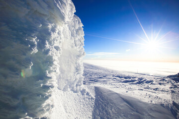 Arctic landscape with ice and sun