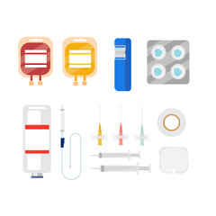 Equipment for intravenous procedures on white background. 