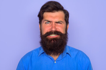 Obraz premium Smiling man. Bearded man portrait. Happy smiling bearded man. Smile. Portrait of smiling bearded man. Isolated. Bearded men.