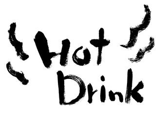 Hot Drink　手書きの黒い文字