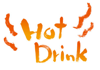 Hot Drink　手書きのオレンジ色の文字