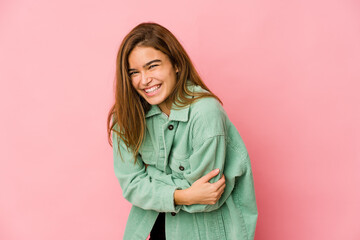 Fototapeta premium Young skinny caucasian teenager girl laughing and having fun.