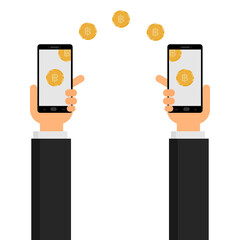 The concept of an electronic money transfer via smartphone. Electronic financial concept. 