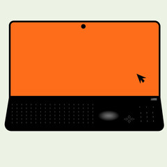 Fototapeta premium laptop with orange screen , vector drawing.business laptor, work laptop.