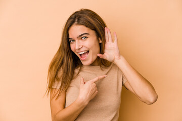 Fototapeta premium Young skinny caucasian teenager girl trying to listening a gossip.