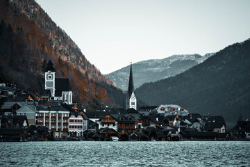 panorama of the old town Hallstatt austria