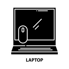 laptop icon, black vector sign with editable strokes, concept illustration