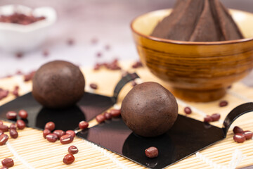 Anko Japanese sweet red bean paste in ball shape