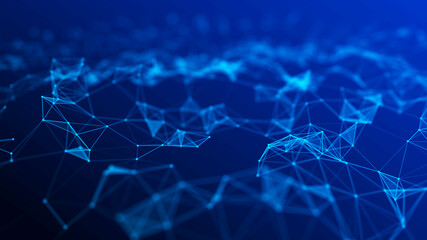 Network connection structure. Big data complex with compounds. Abstract blue digital background. Science background. 3D rendering.