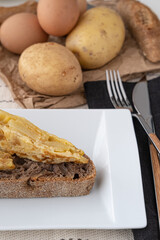 Spanish omelette with home baked bread.