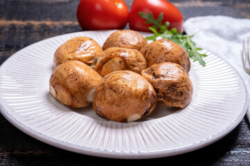 Tasty Italian food, small balls of smoked mozzarella soft cheese