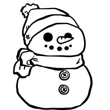 recommend clip art: Simple snowman line art illustration