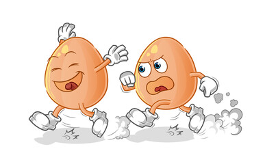 egg play chase cartoon. cartoon mascot vector