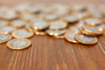 Out of focus coins for background