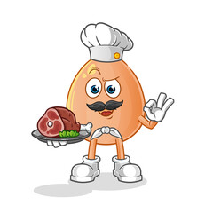 egg chef with meat mascot. cartoon vector