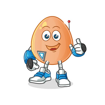  egg robot character. cartoon mascot vector
