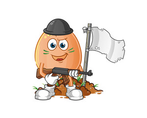  egg army character. cartoon mascot vector