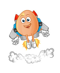 egg with jetpack mascot. cartoon vector