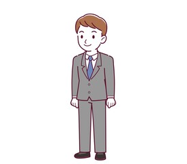 Young male employee in a gray suit