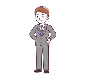 Young male employee in a gray suit