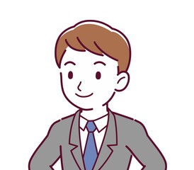 Young male employee in a gray suit