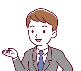 Young male employee in a gray suit